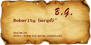 Boberity Gergő névjegykártya